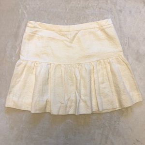 J. Crew Off White Textured Yoke and Pleated Skirt